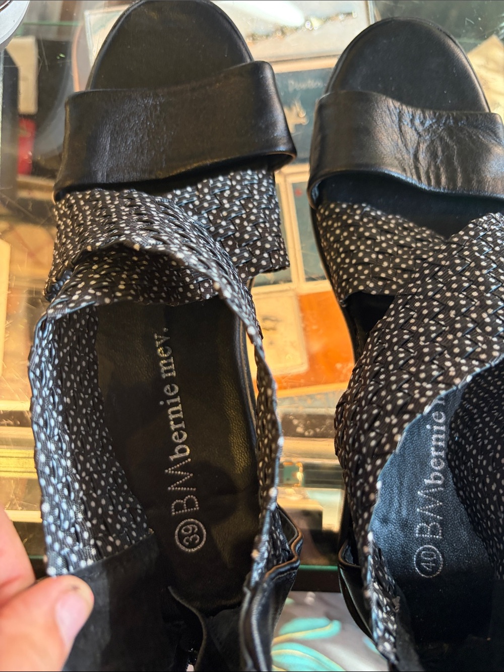 bernie mev. Black Polka Dot Slingback Sandals